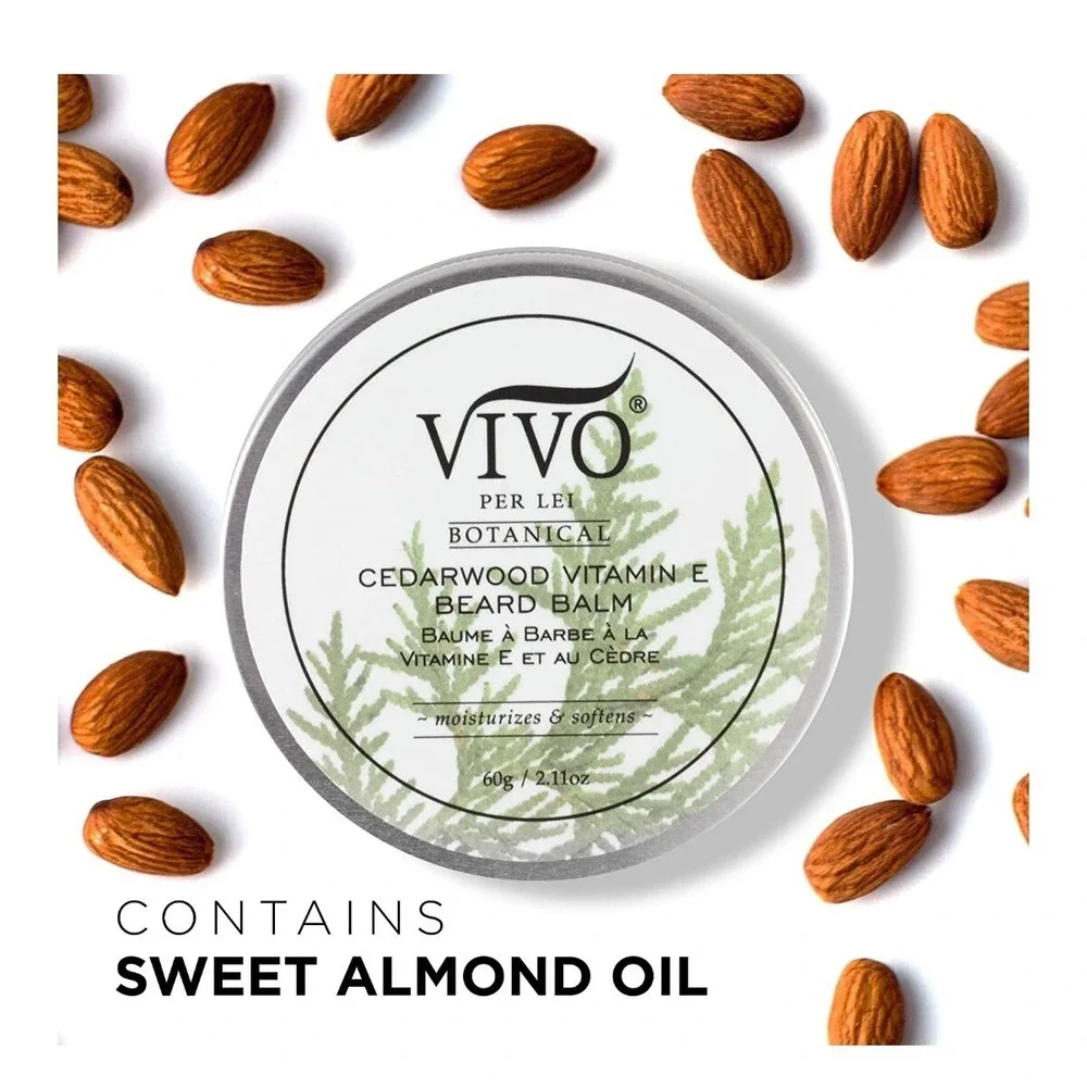 Vivo Per Lei Beard Balm Hemp Oil Cedarwood Vitamin E 2.11 oz Mens Gift New
